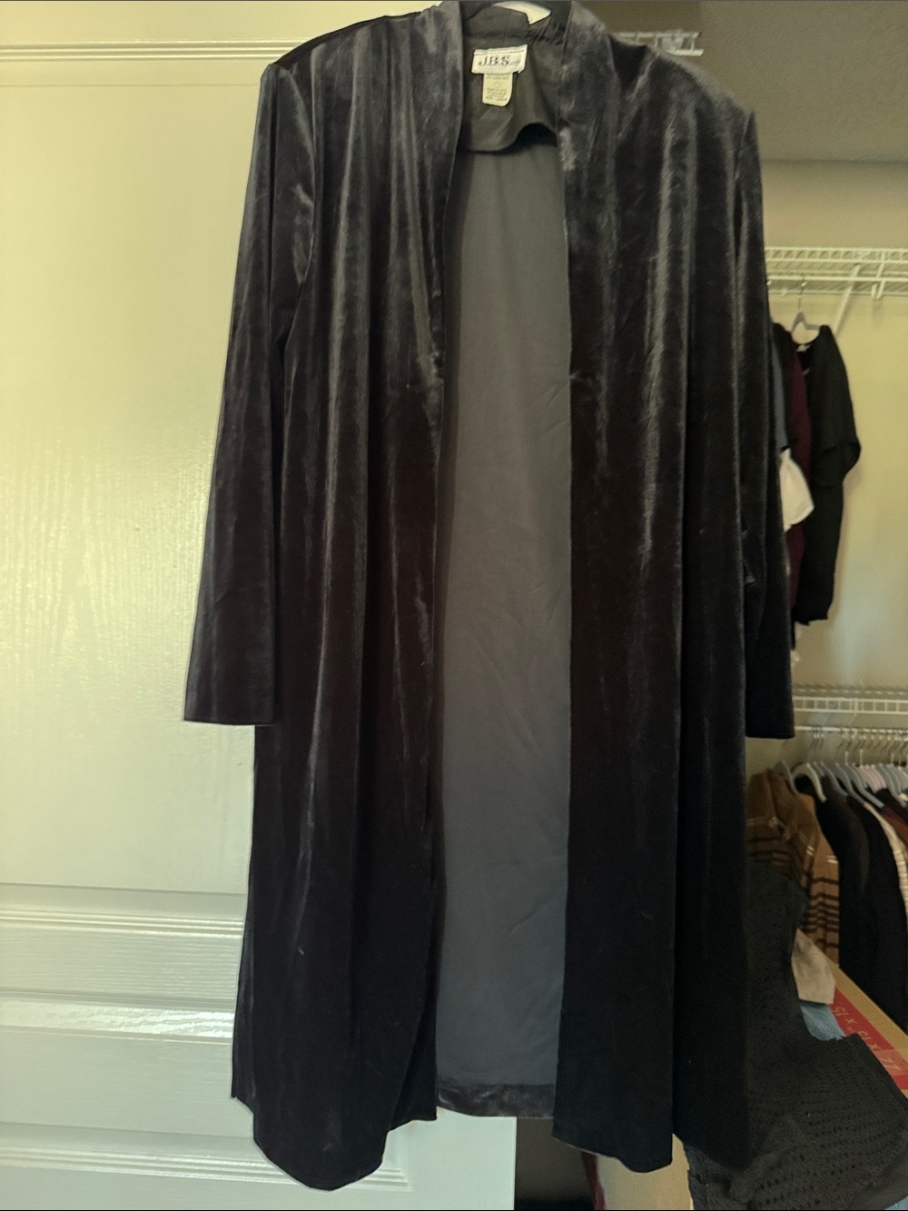 J.B.S. Black Velvet Longline Trench Coat